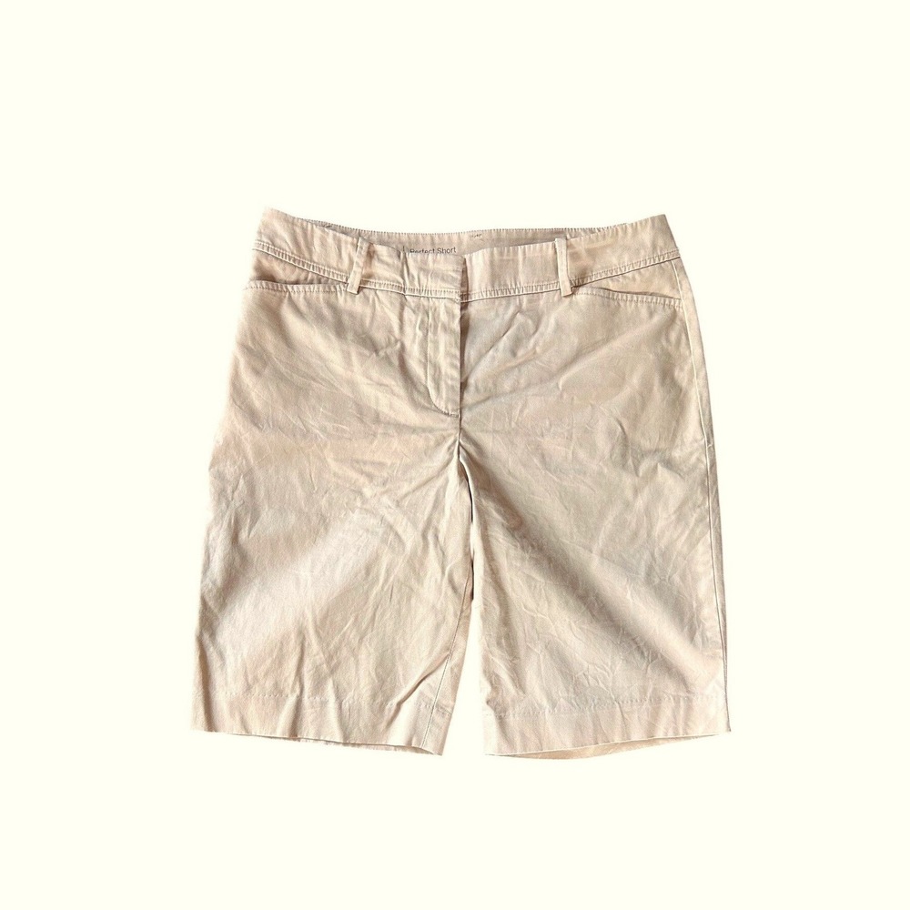 Talbots Perfect Short Khaki Beige Bermuda Chino Shorts Womens Size 8 Mid Rise